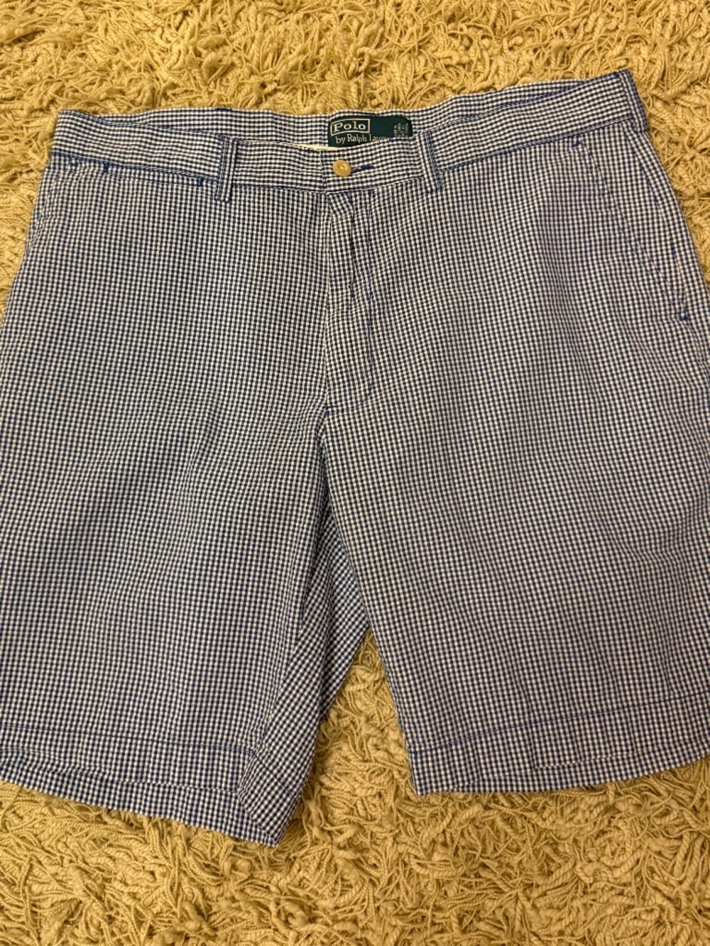 Polo Ralph Lauren Men's Gingham Check Shorts Blue Size 36 Classic Vintage Preppy